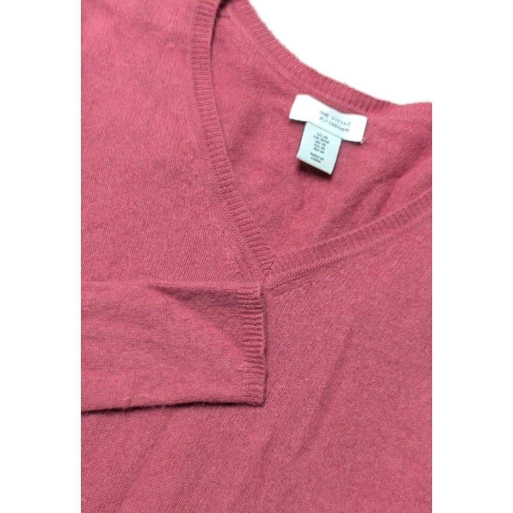 Adrienne Vittadini 100% 2-ply Cashmere V-neck Sweater Pink Women's Medium